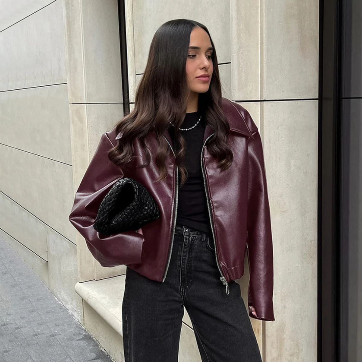 Veste en cuir oversize 