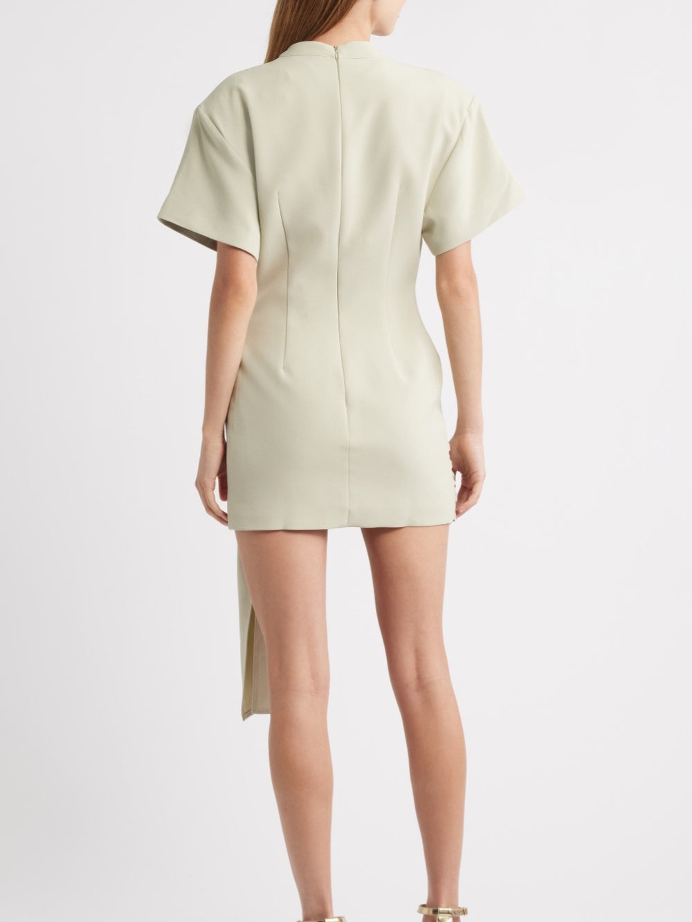 Mini-robe drapée à ceinture en matcha