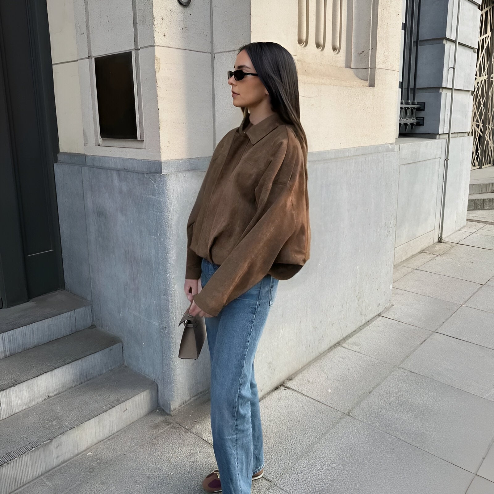 Veste en suède oversize pour femmes 