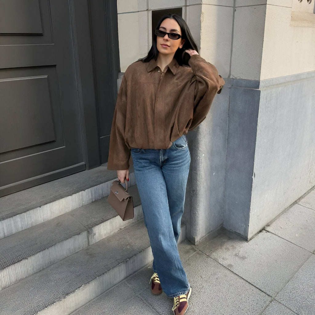 Veste en suède oversize pour femmes 