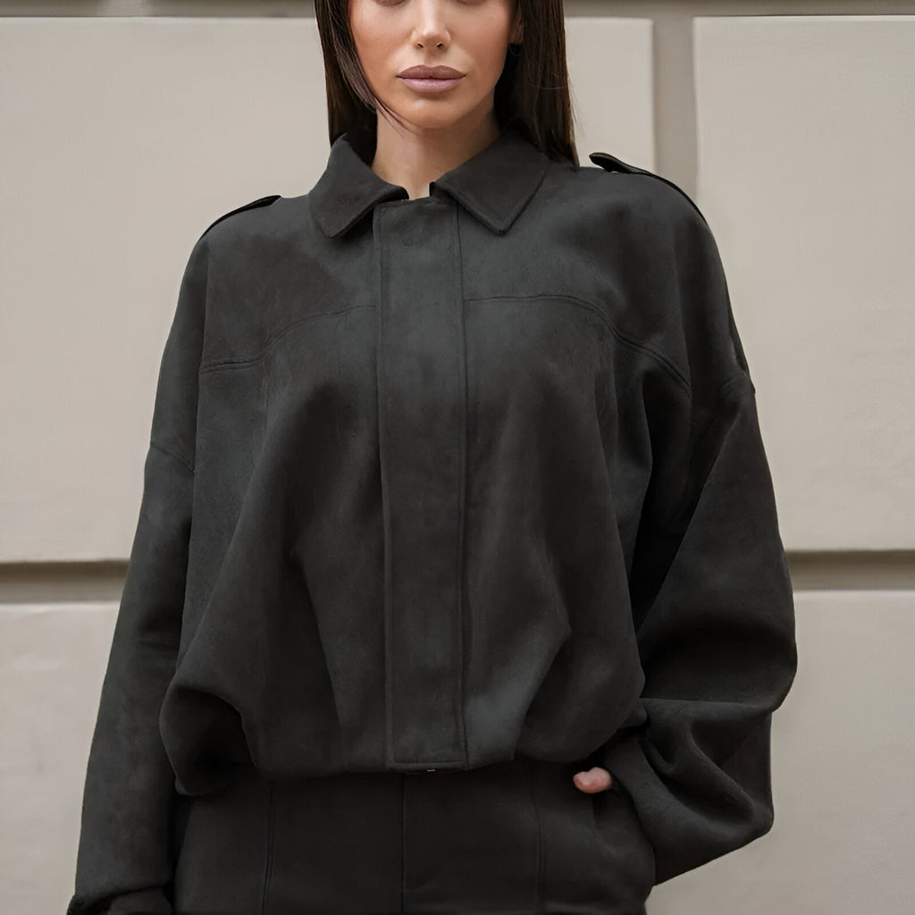 Veste en suède oversize pour femmes 