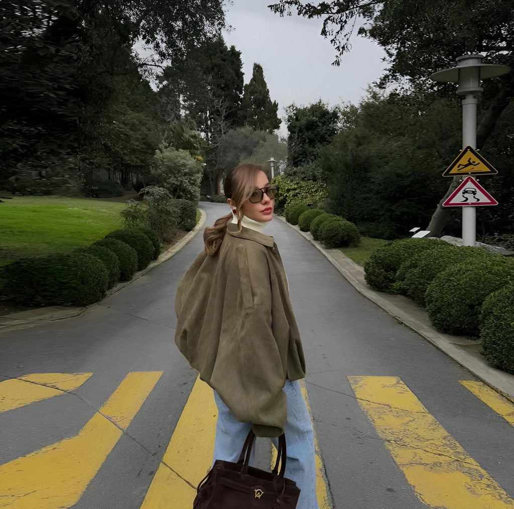 Veste en suède oversize pour femmes 