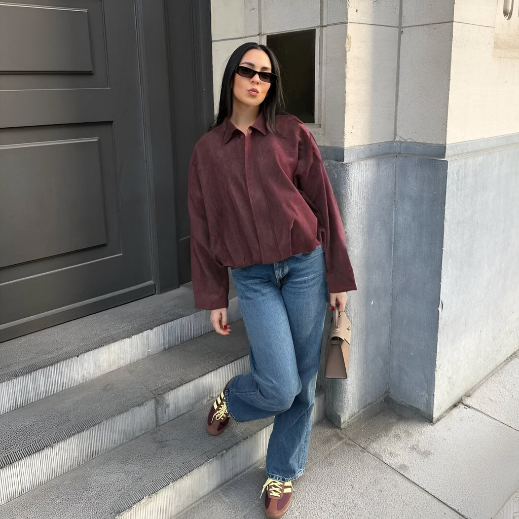 Veste en suède oversize pour femmes 