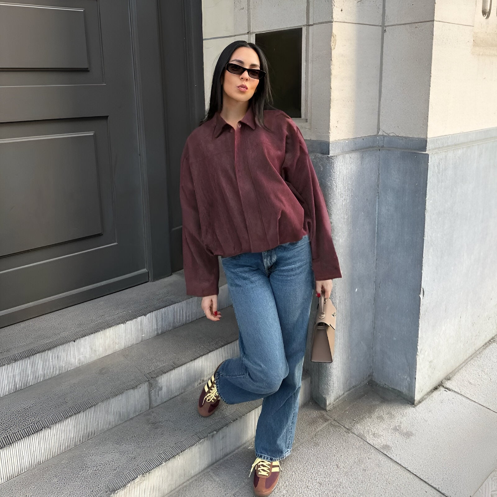 Veste en suède oversize pour femmes 