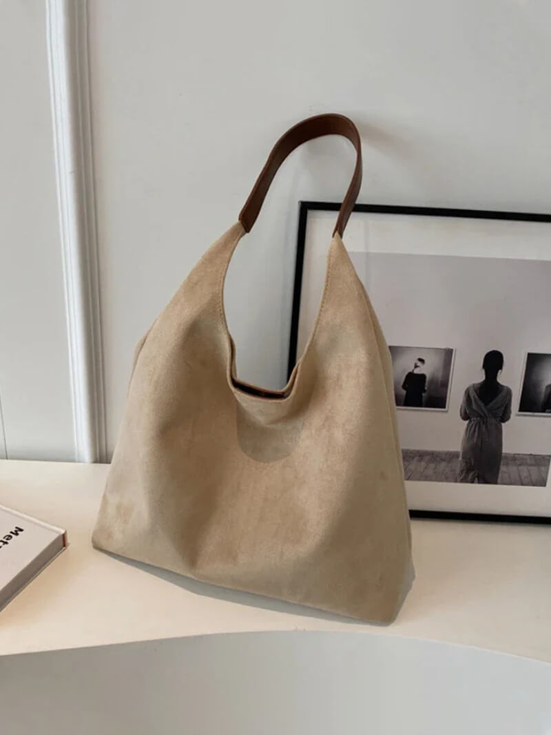 Sac bandoulière en suède pour femme – grand sac hobo doux pour un usage quotidien