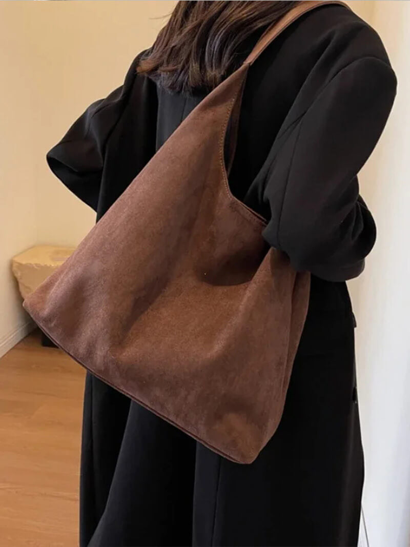 Sac bandoulière en suède pour femme – grand sac hobo doux pour un usage quotidien