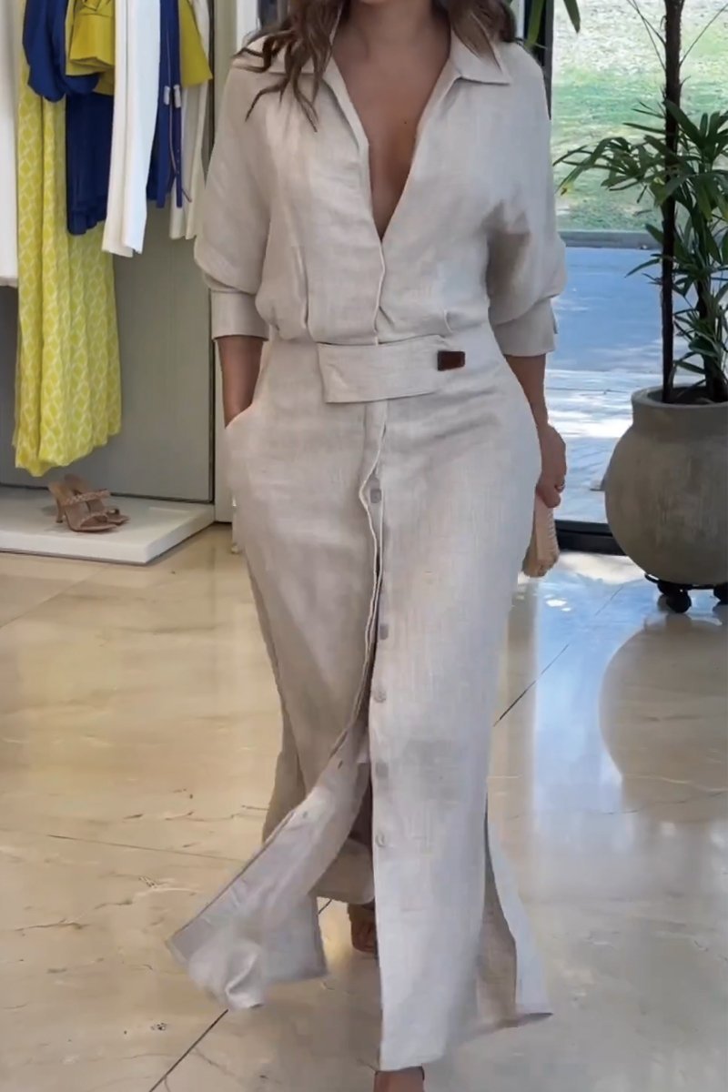 Jeanette | Robe longue à col en V